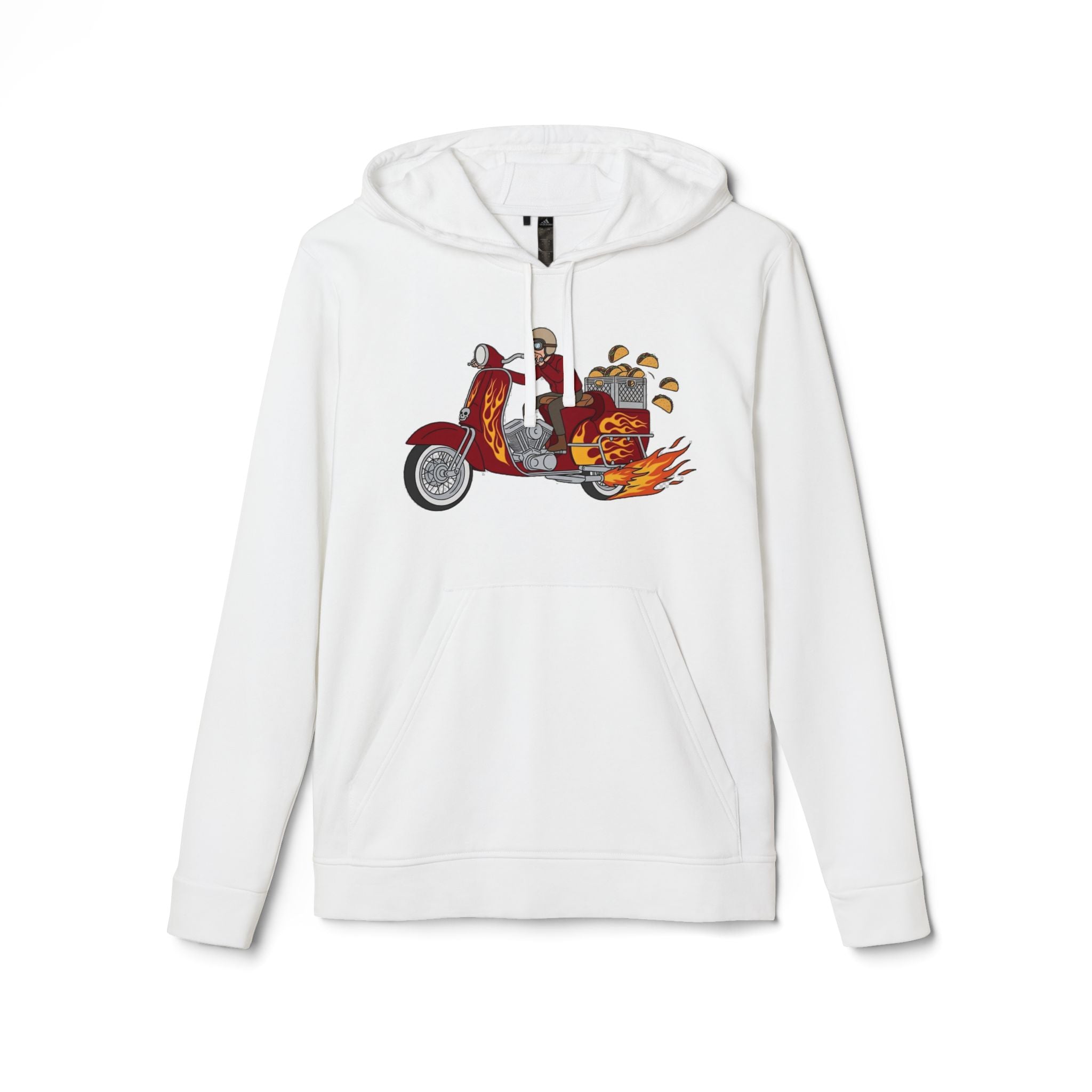 Taco Scooter Hoodie — "Must... Bring... Tacos..." Graphic Pullover