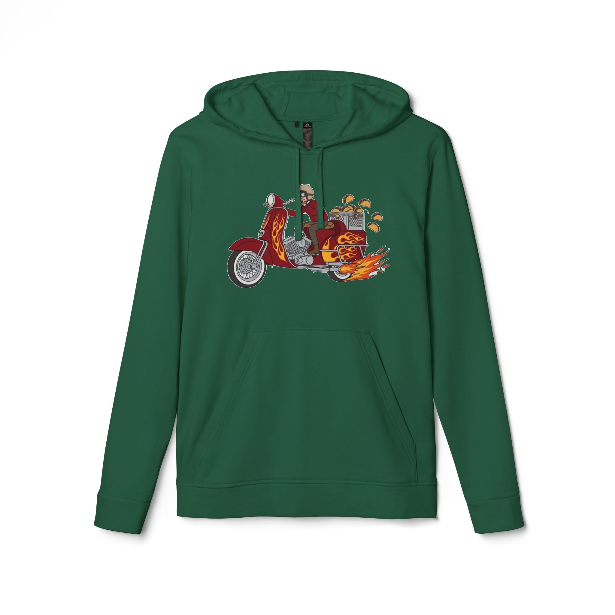Taco Scooter Hoodie — "Must... Bring... Tacos..." Graphic Pullover