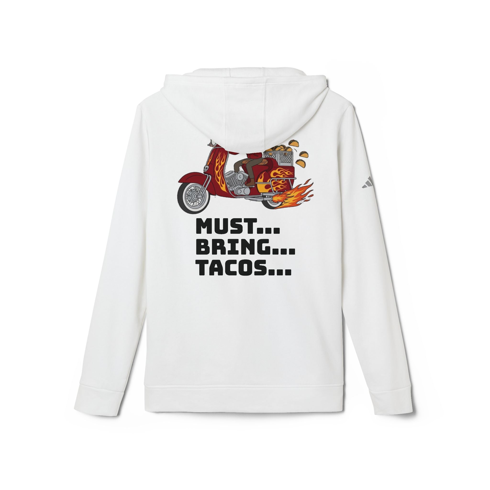 Taco Scooter Hoodie — "Must... Bring... Tacos..." Graphic Pullover