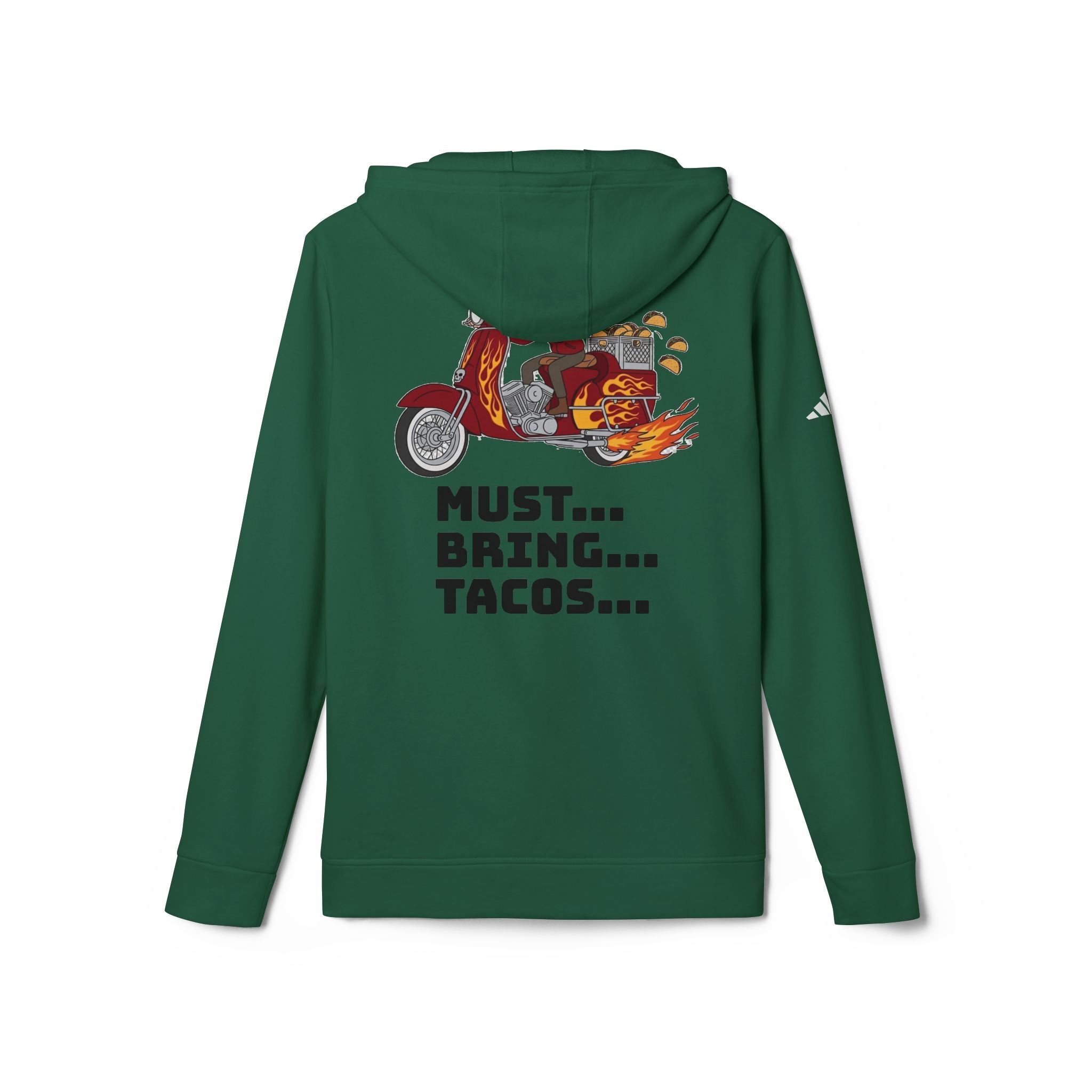 Taco Scooter Hoodie — "Must... Bring... Tacos..." Graphic Pullover